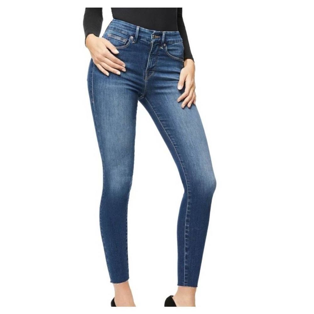 Good American Good Waist Crop Skinny Jeans Raw Hem Size 4/27